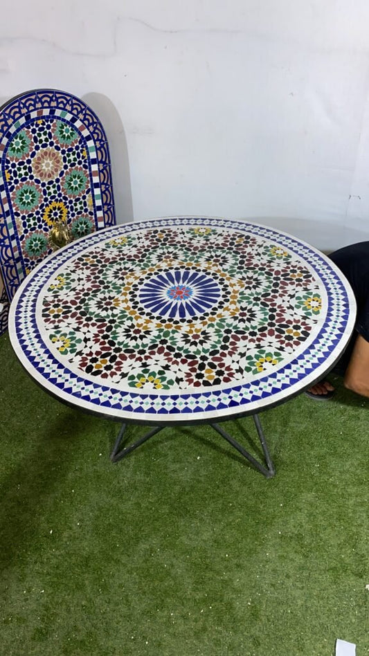 Handmade Moroccan Zellige Mosaic Table — MT0120
