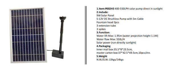 Jier Solar Fountain & Pond Pump JR-P002H3