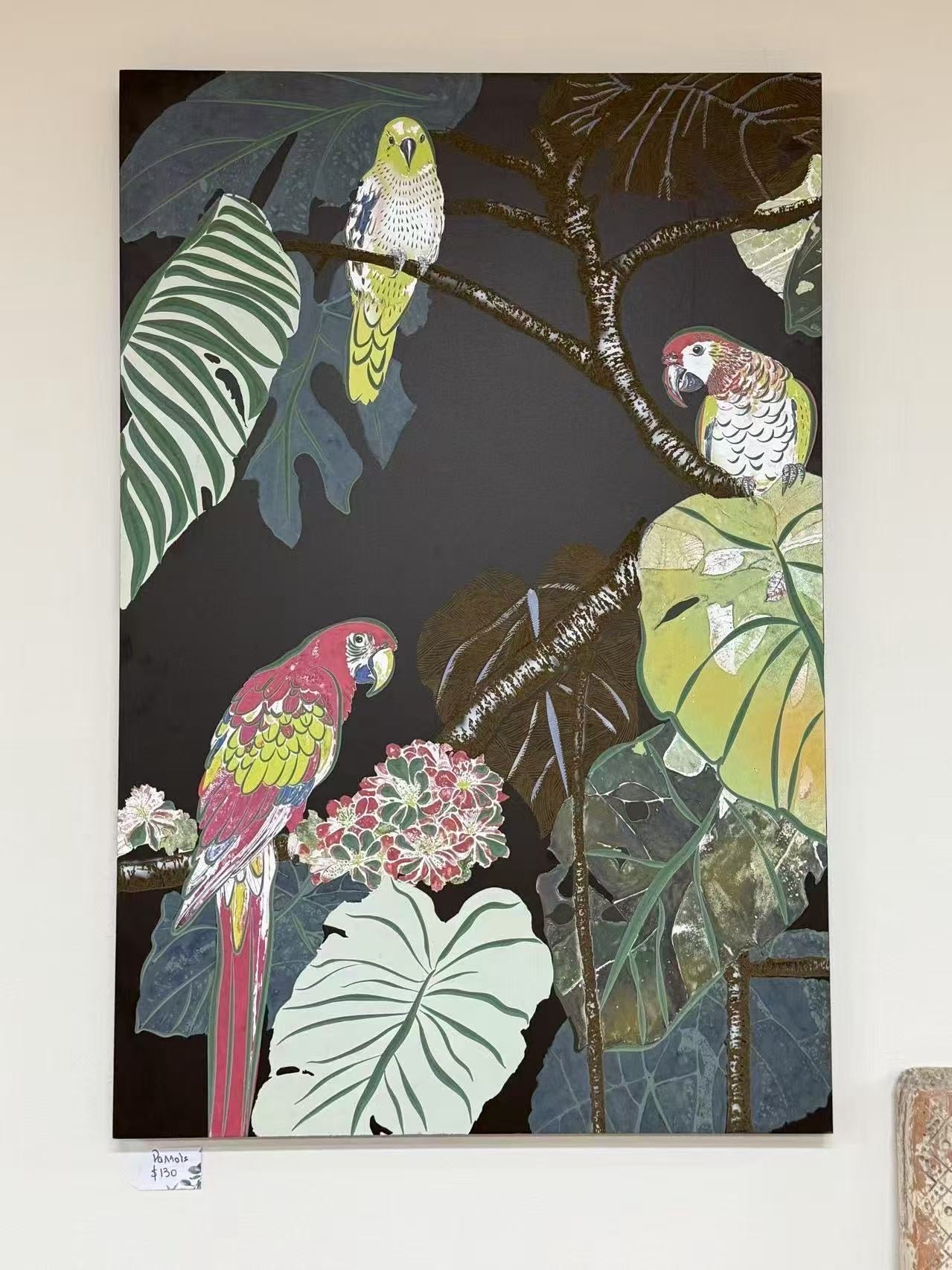 Flock Parrots Wood Printing Wall Art