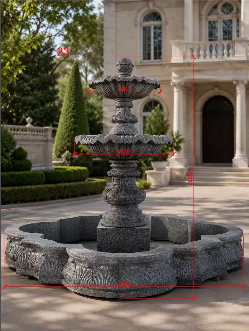 Bold Tiered Marble Garden Fountain – 3m Statement Feature | 5 Stone Options