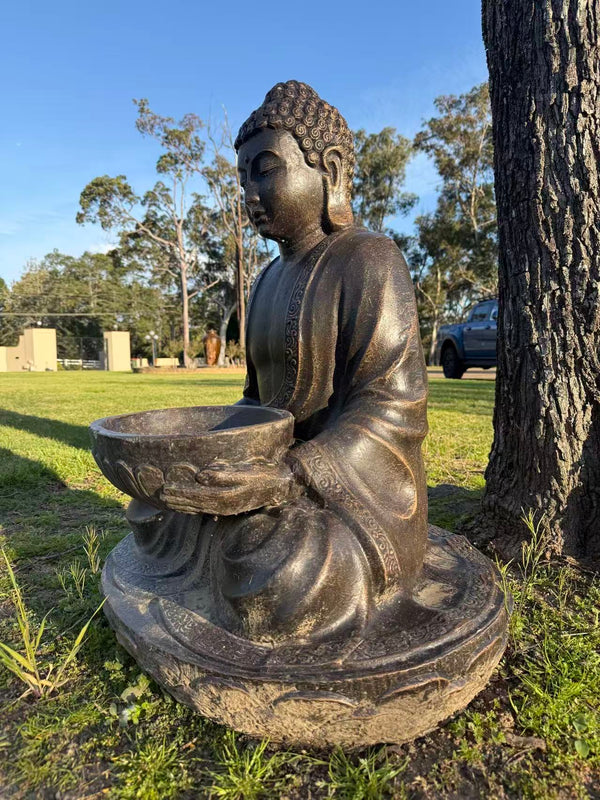 Jogja Buddha Birdfeeder Black Gold Cement Fibre ETA 30 July