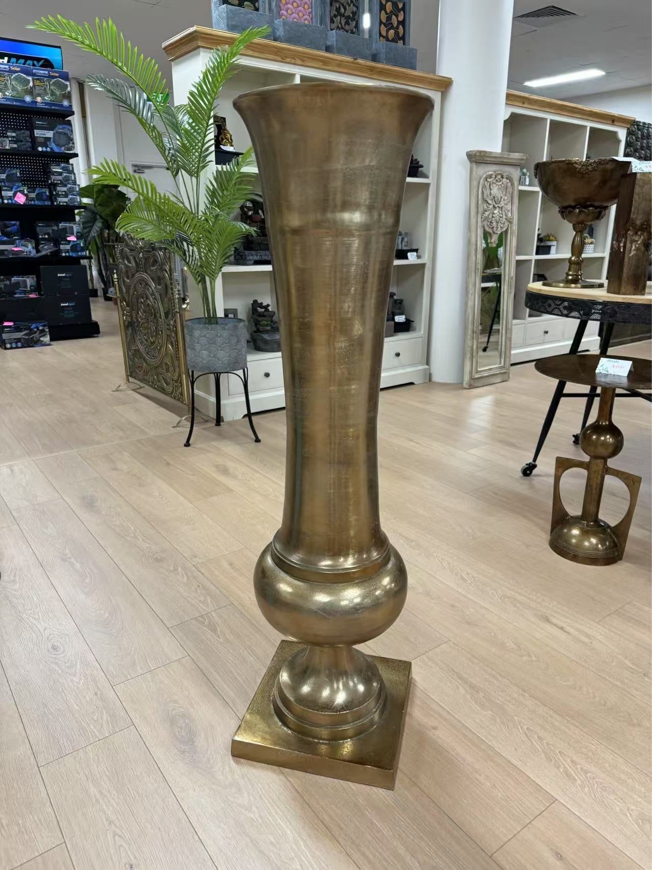 Cantabria Vintage Champagne Colour Long Metal Vase Lush Collection