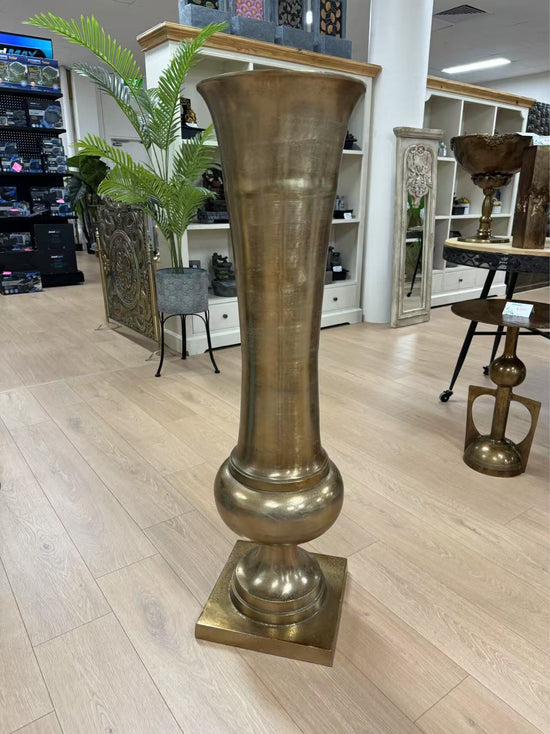 Cantabria Vintage Champagne Colour Long Metal Vase Lush Collection
