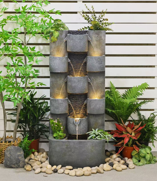 Steps Lights & Water Combo Natural Wall Water Feature Sublime Design