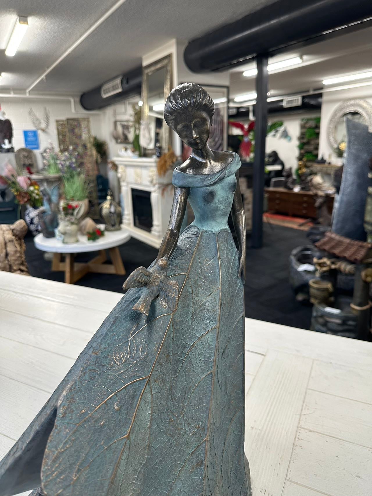 Meskina Elegant Lady in Bronze with Blue Leaves Dress New Collection