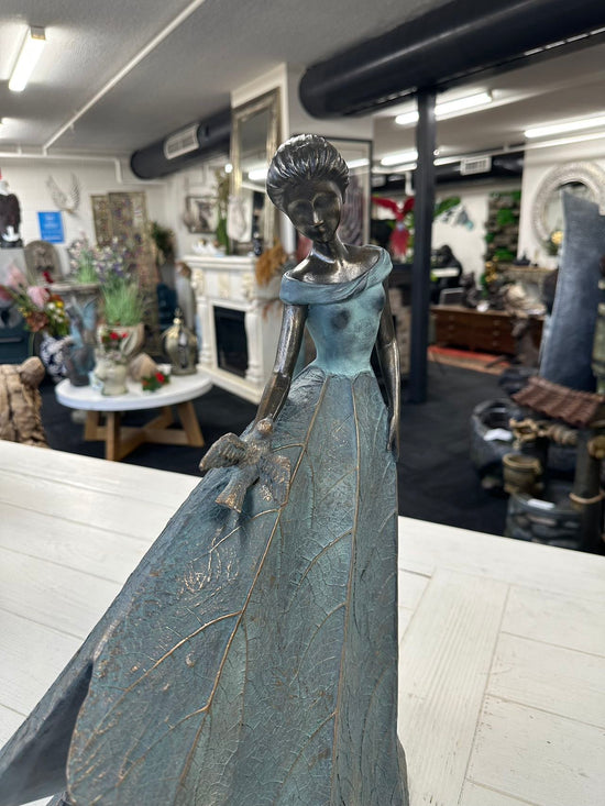 Meskina Elegant Lady in Bronze with Blue Leaves Dress New Collection