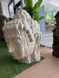 Zen Buddha Head Statue Sandstone Cement Fibre Wood Motif