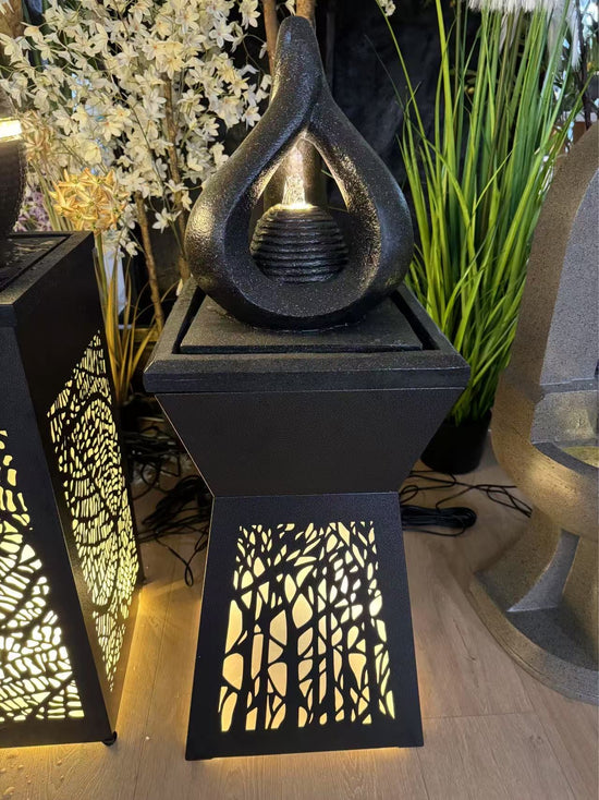 Pinnacle Metal Outdoor & Indoor Water Feature with Lights and Electric Pump