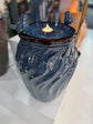 Isleta Glazed Ceramic Urn Shaped Blue Fountain with Birds