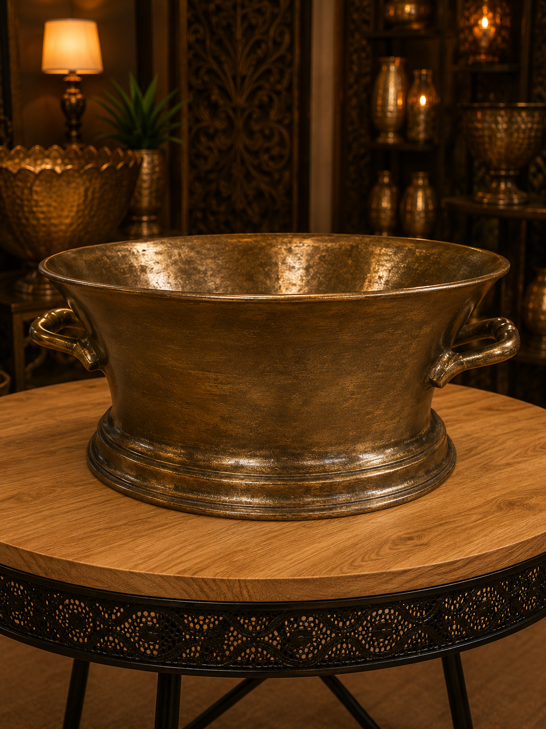 Vasco Vintage Antique Brass Shiny Champagne Cooler Metal Vase Lush Collection