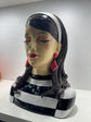 Famosa Bust Head with Earrings in Vivid Colours Ceramic Finish