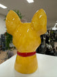 FRENCH BULLDOG HEAD VASE YELLOW DOLOMITE PERFECT GIFT COLLECTORS ITEM