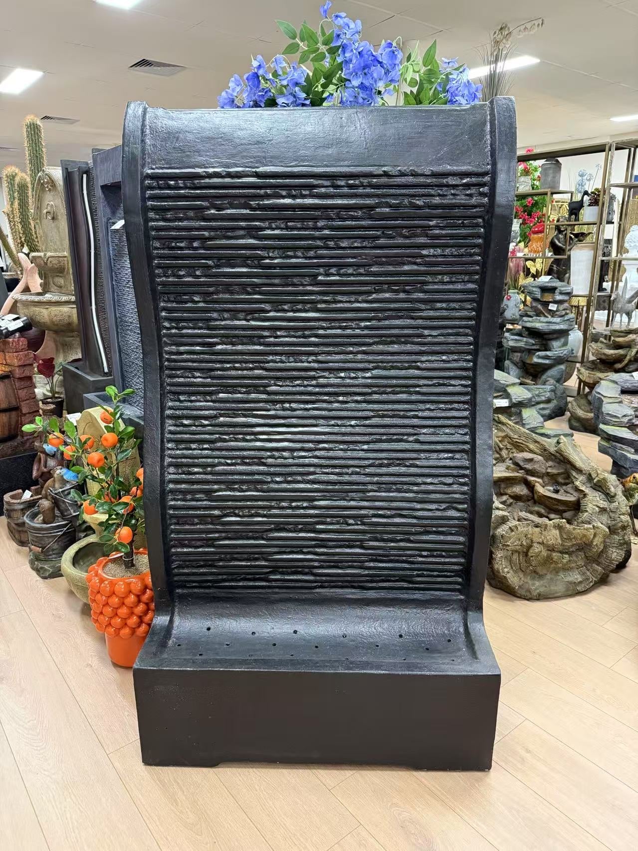 Ariana Stylish Tall  Black Water Wall Made Cement Fibre