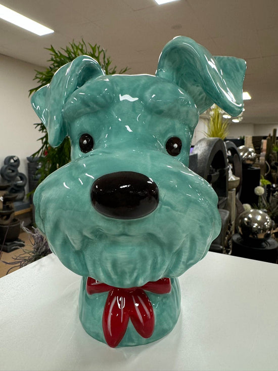 SCHNAUZER HEAD VASE TURQUOISE DOLOMITE PERFECT GIFT COLLECTORS ITEM