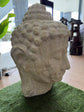 Zen Buddha Head Statue Sandstone Cement Fibre Wood Motif