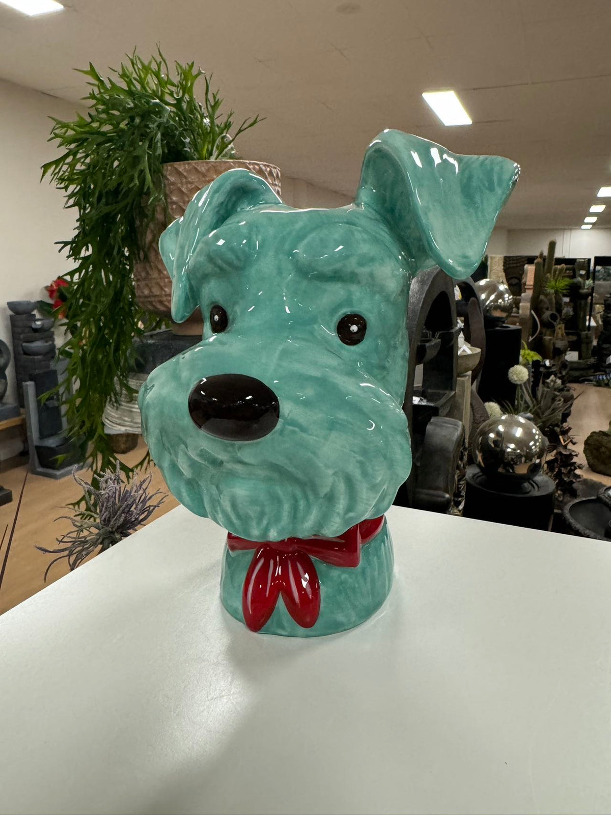 SCHNAUZER HEAD VASE TURQUOISE DOLOMITE PERFECT GIFT