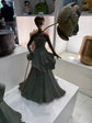 Esmeralda Bronze Gold Leaves Blue Dress
