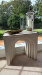 Arcada MGO multi-layered arch mantel table rustic white