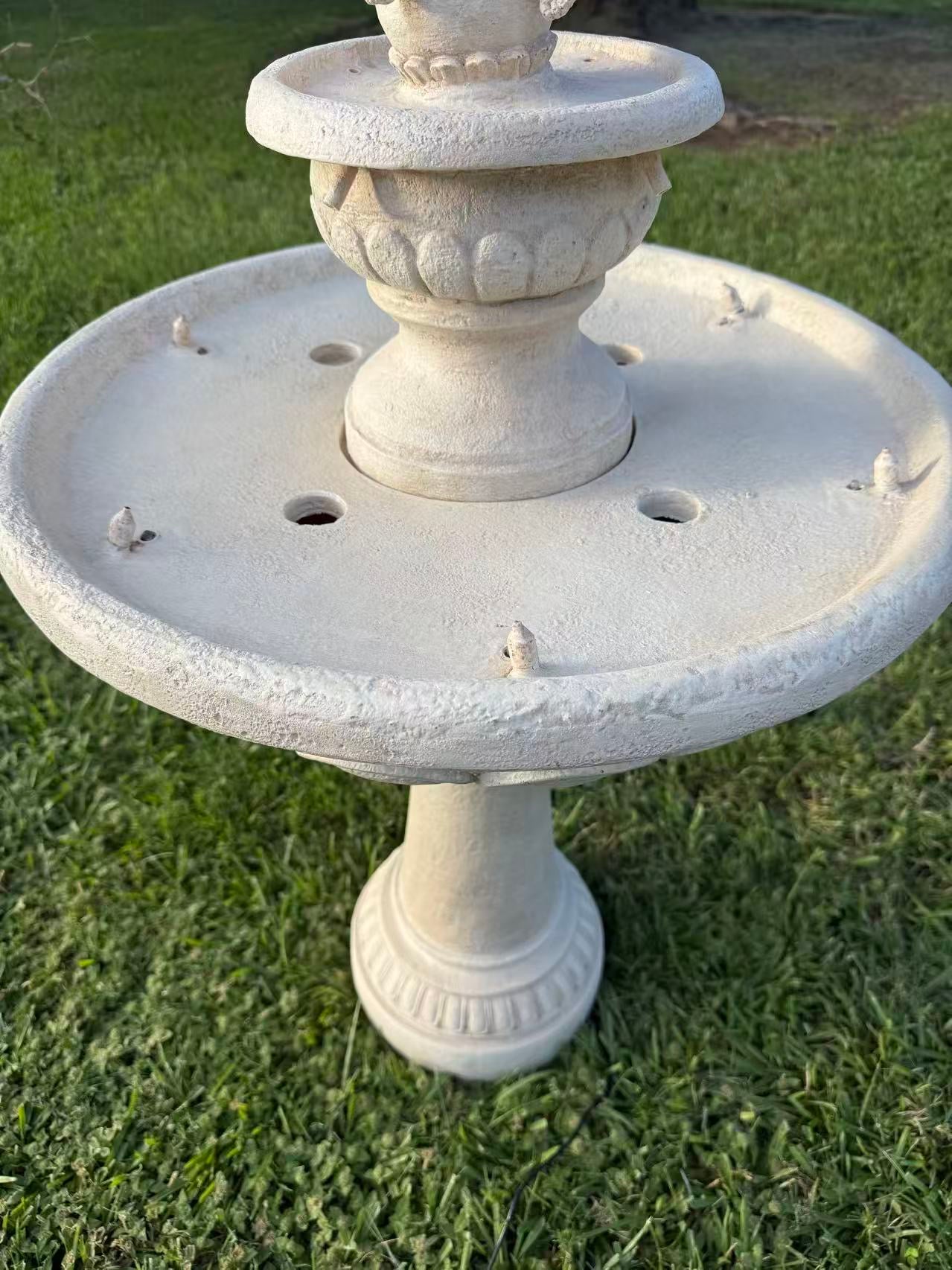 Basilica ff-white birdbath with a graceful angel multi spouts SOLAR