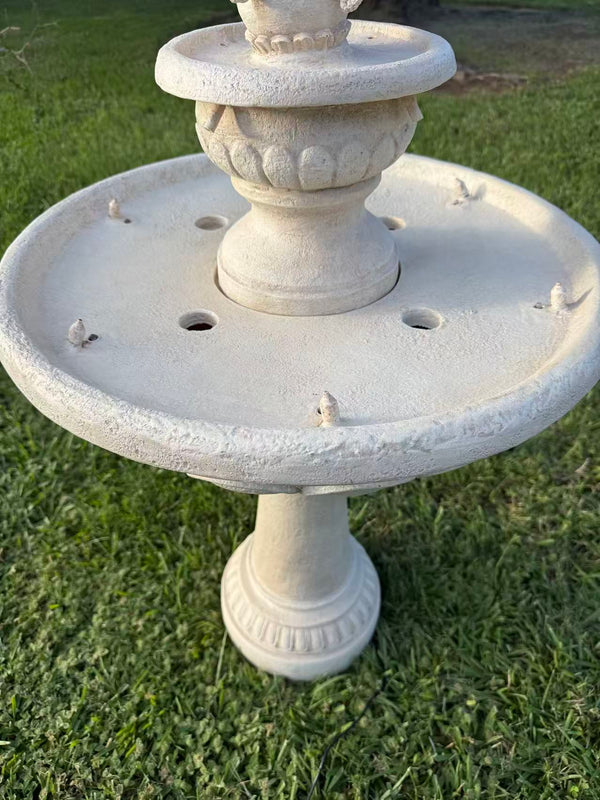 Basilica ff-white birdbath with a graceful angel multi spouts SOLAR