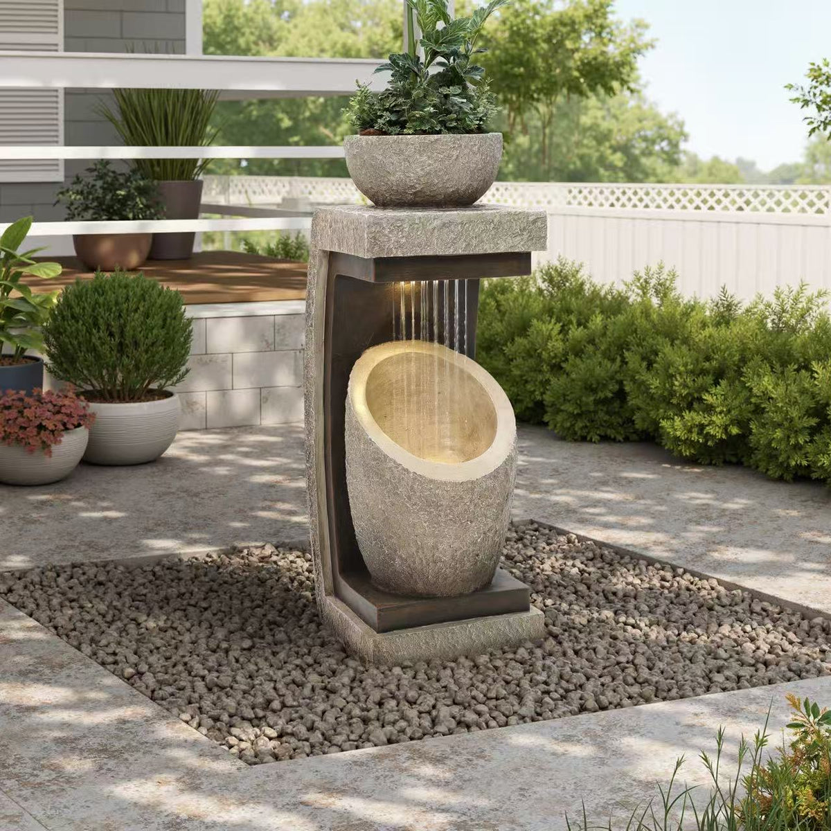 Liguria sandstone colour built-in planter atop