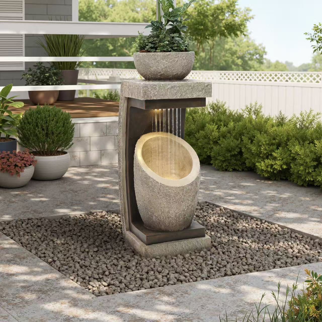 Liguria sandstone colour built-in planter atop