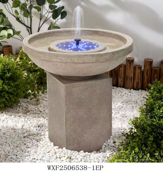 Cuomo Sandstone Coloured Solar Fountain Remote Controlled Flow Changing Colour LED