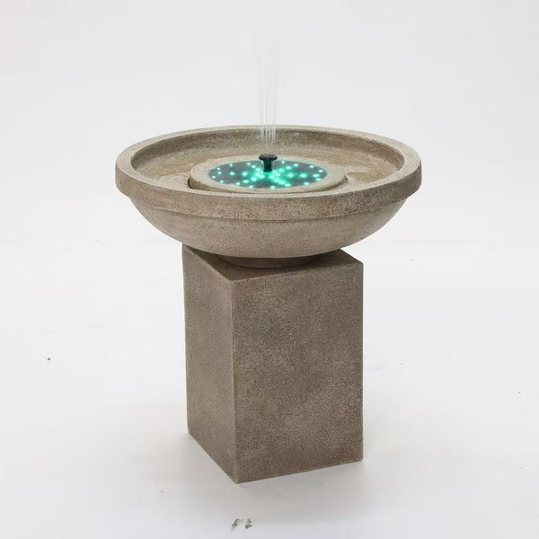 Cuomo Sandstone Coloured Solar Fountain Remote Controlled Flow Changing Colour LED
