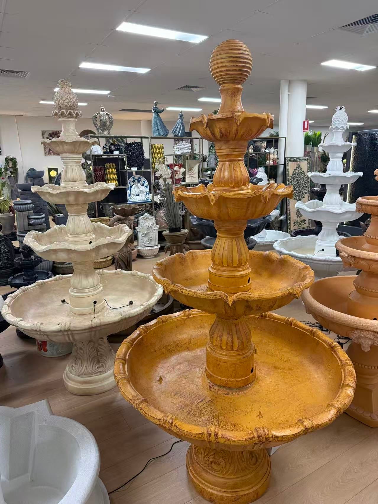 Mijas tall 5 tiers terracotta stone colour garden fountain