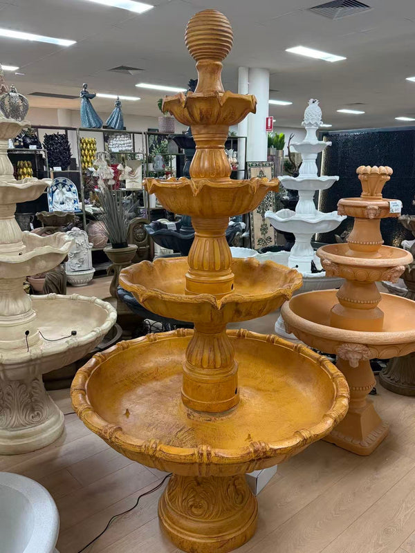 Mijas tall 5 tiers terracotta stone colour garden fountain