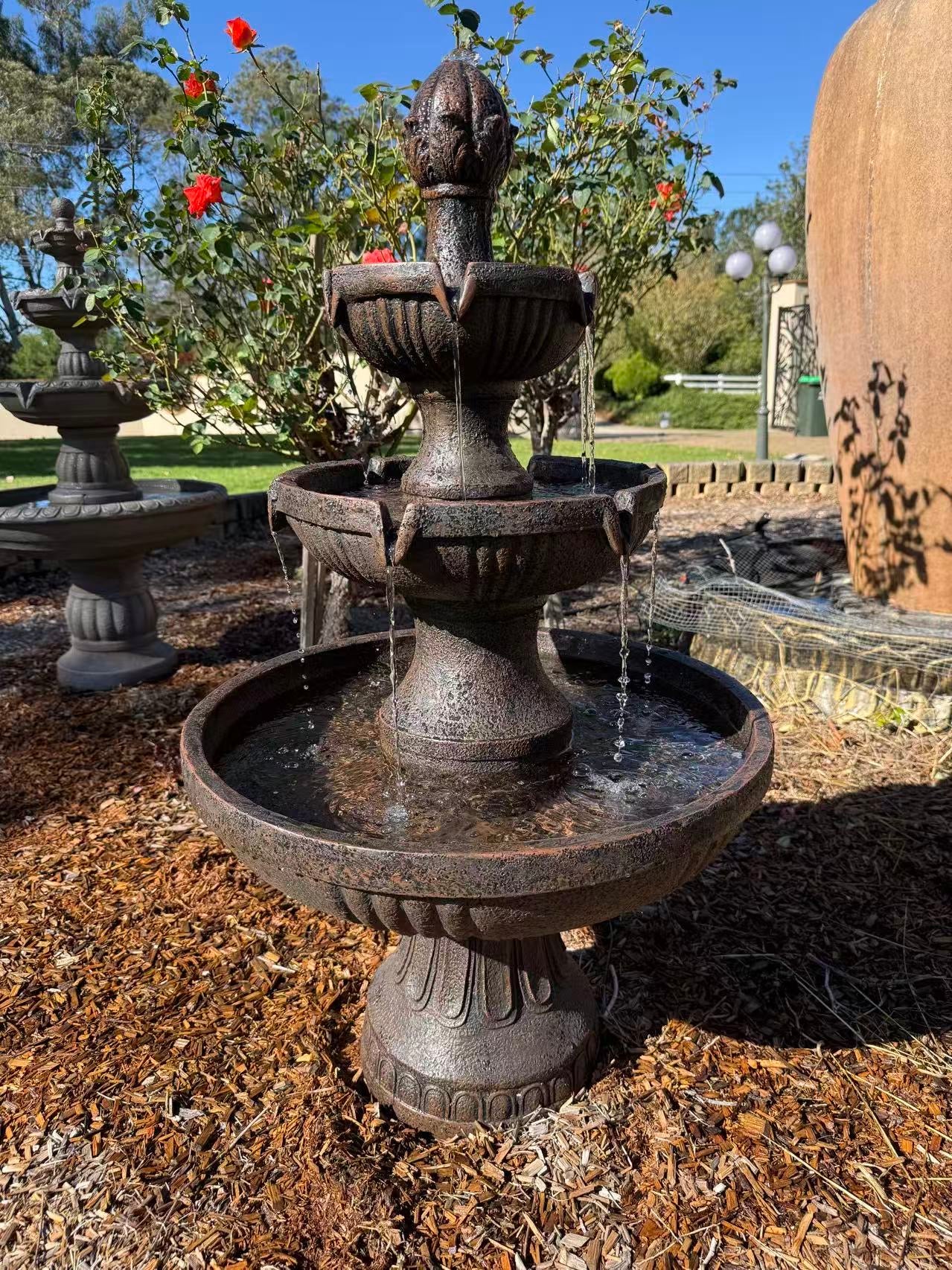 Lograda Classic 3 Tier Garden Fountain with Electric Pump - Brown Earthy