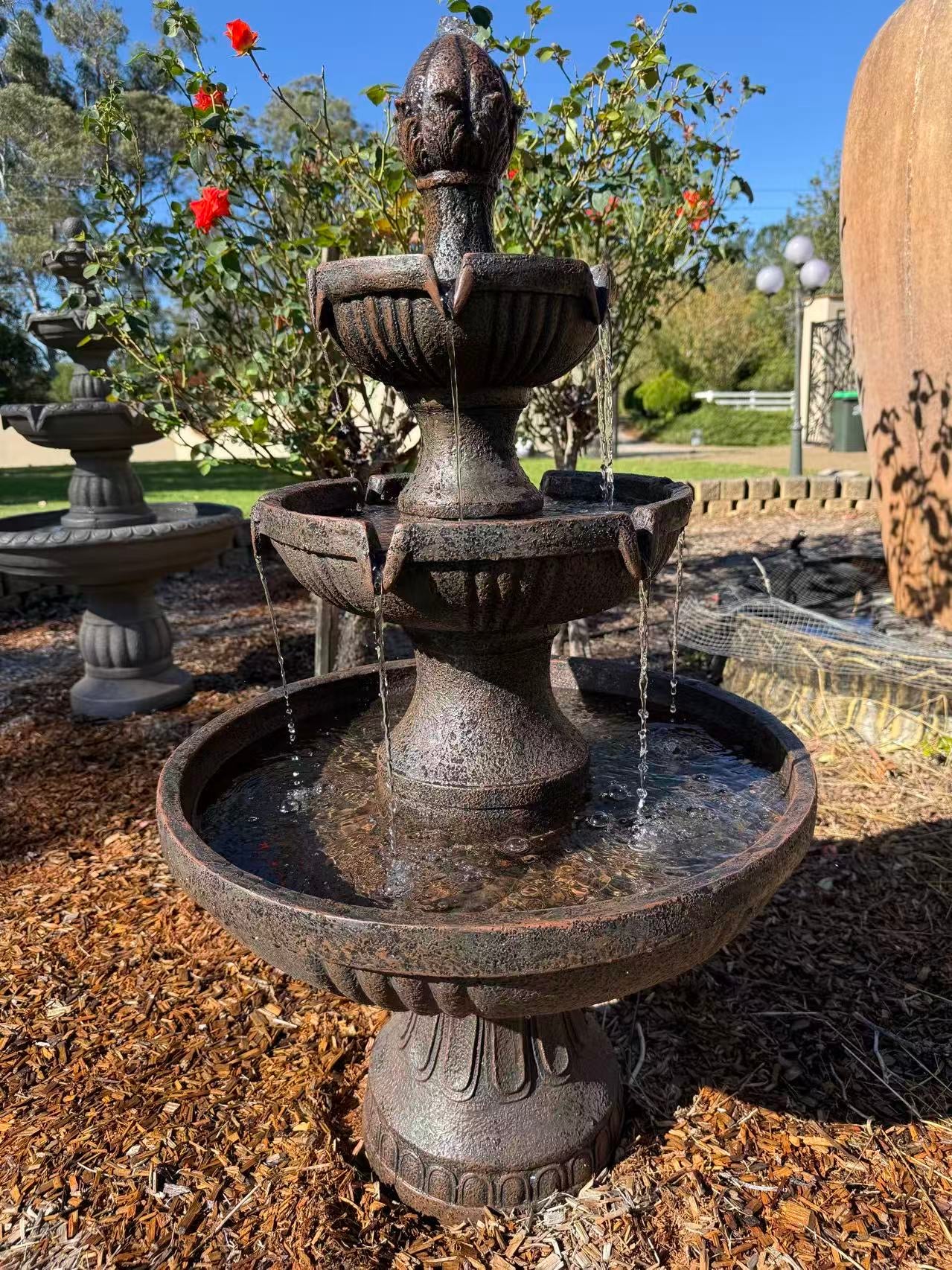 Lograda Classic 3 Tier Garden Fountain with Electric Pump - Brown Earthy