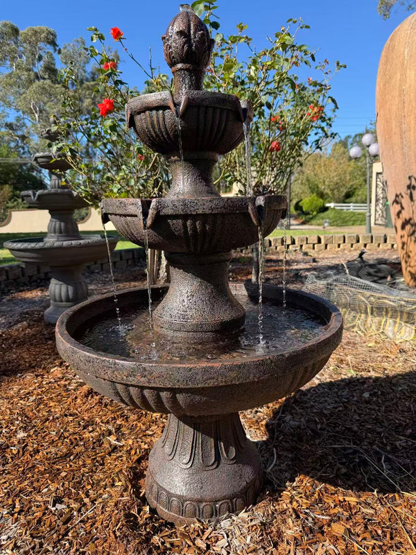 Lograda Classic 3 Tier Garden Fountain with Electric Pump - Brown Earthy