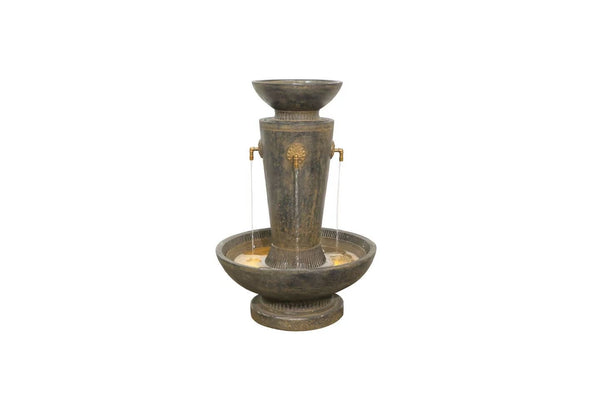 St Kitts 4-Spout Round Fountain Bird Bath – Dark Bronze Brown