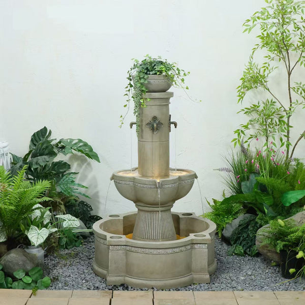 Tobago Large Traditional European Fountain Tower with Planter