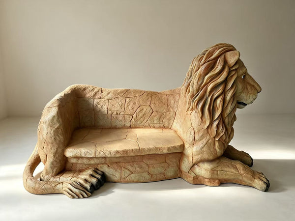 Simba Lion-Shaped Garden Park Bench – Life-Size, Seats 2 | Indoor/Outdoor