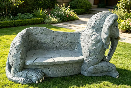 Tranquillo Elephant-Shaped Garden Park Bench – Life-Size Statement Piece