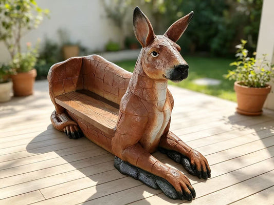 Camario Kangaroo-Shaped Garden Park Bench – Life-Size Statement Piece
