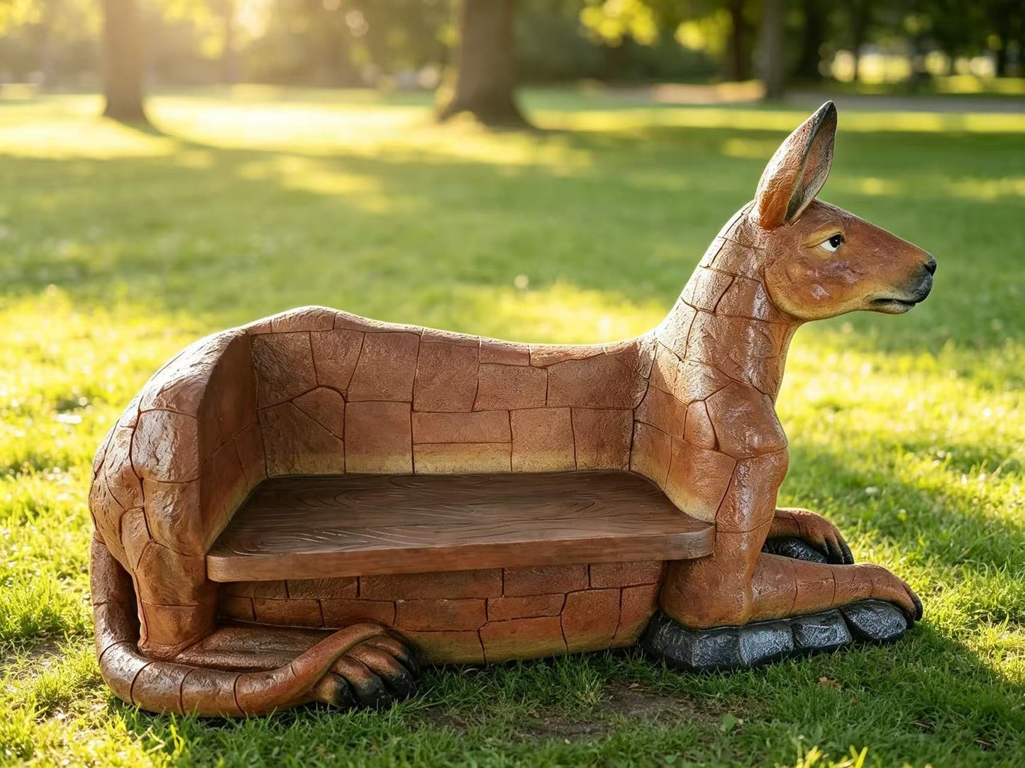 Camario Kangaroo-Shaped Garden Park Bench – Life-Size Statement Piece
