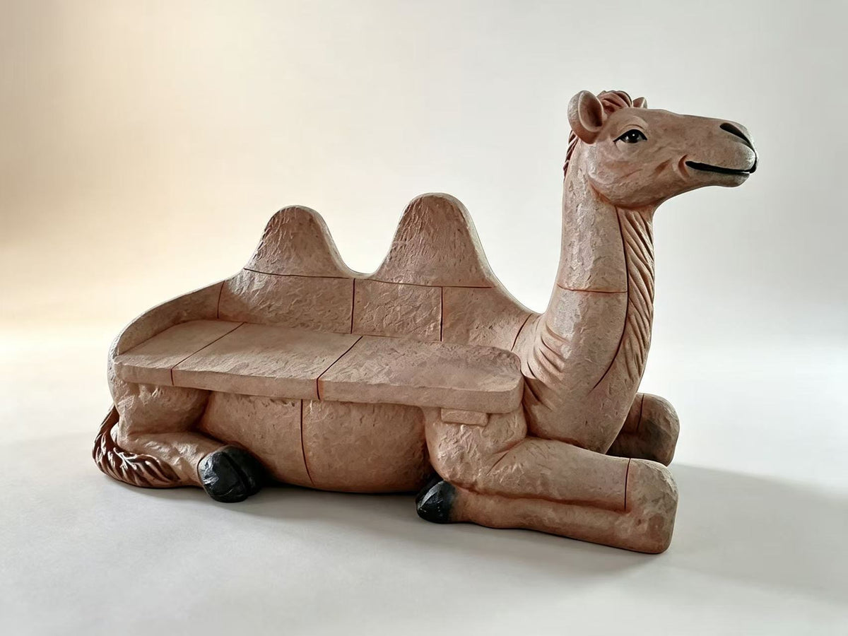 Deserto Camel-Shaped Garden Park Bench – Life-Size, Sandstone & Cement Fibre
