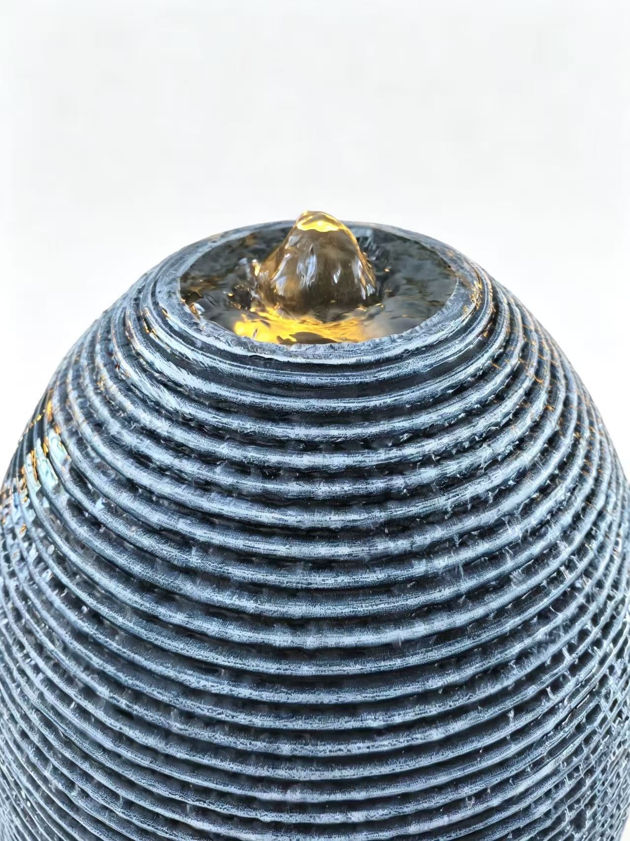 Dumpty Egg-Shaped Outdoor Fountain – Black & Charcoal Cement Fibreglass 1.2m