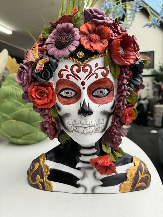 Muertes Bust Head Day of the Dead Mexican Vivid Colours Ceramic Finish