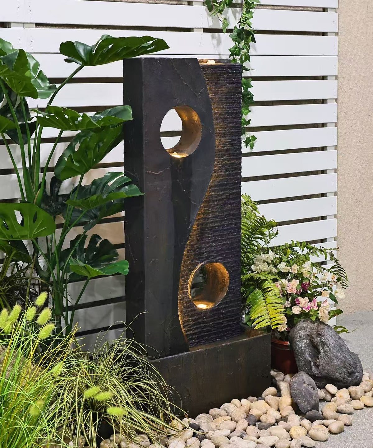 Fiji Lights & Water Combo Natural Wall Water Feature