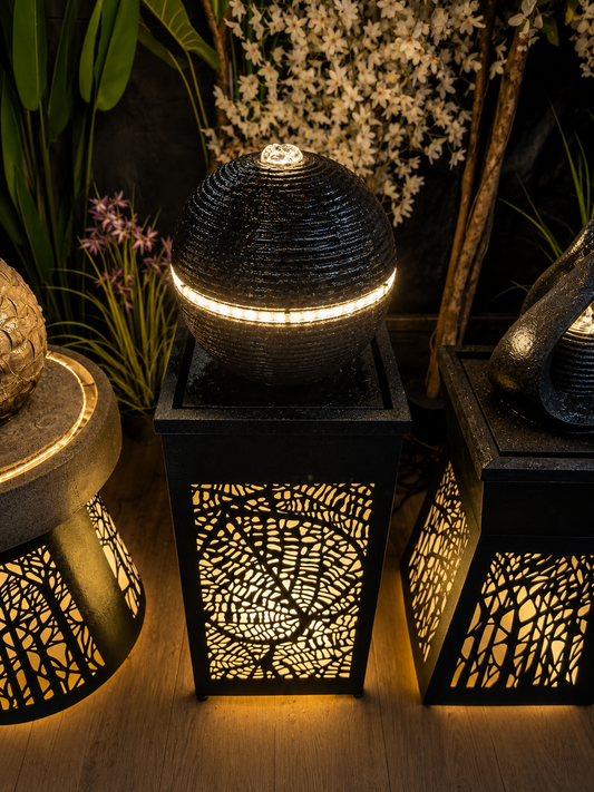 Lush Metal Outdoor & Indoor Water Feature with Lights and Electric Pump