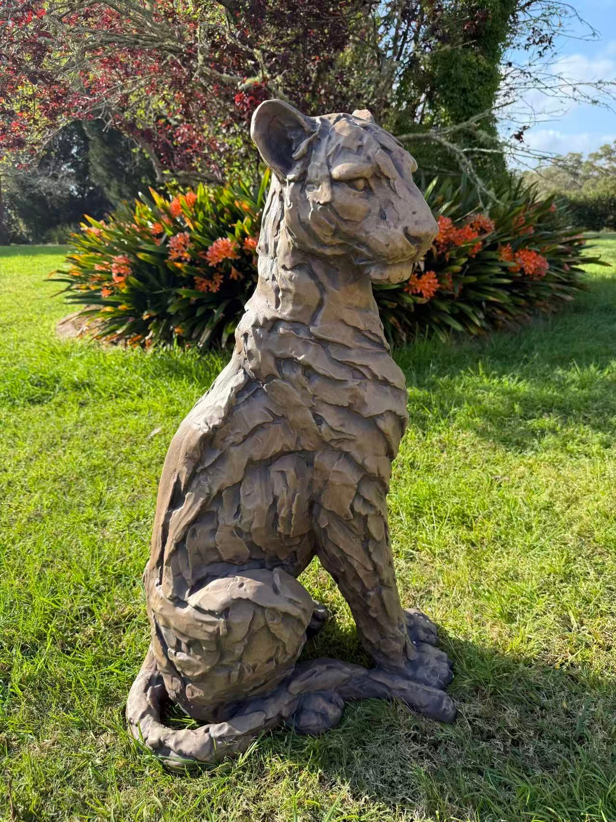 Foritudeo Feline Seated Jaguar Sculpture — 91 cm