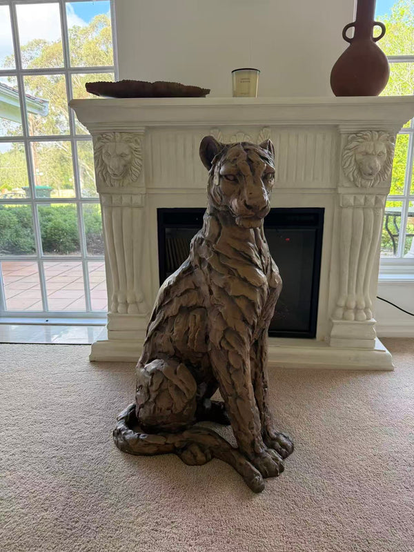 Foritudeo Feline Seated Jaguar Sculpture — 91 cm