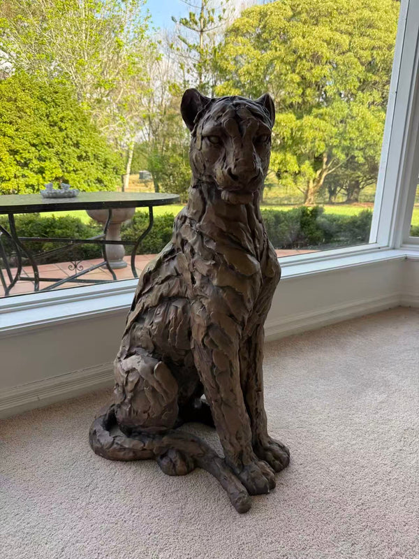 Foritudeo Feline Seated Jaguar Sculpture — 91 cm