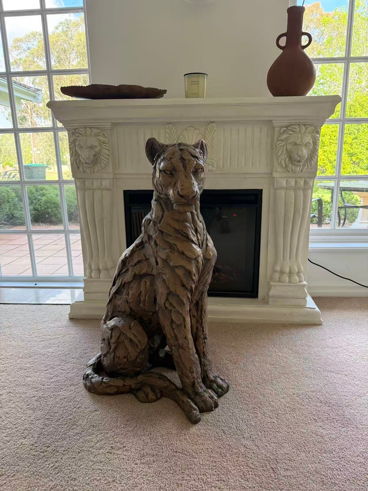 Foritudeo Feline Seated Jaguar Sculpture — 91 cm