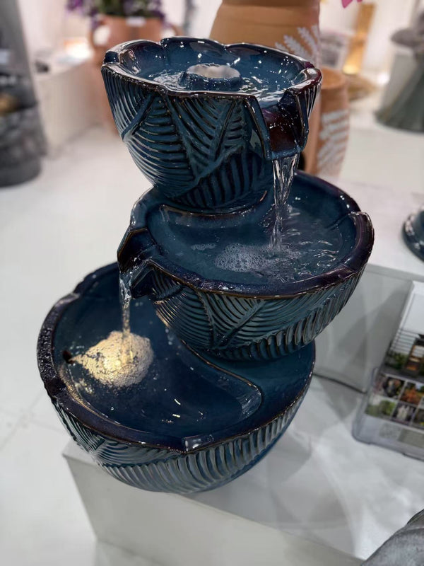 Mirador Glazed Ceramic Fountain Multi Drop Blue Colour