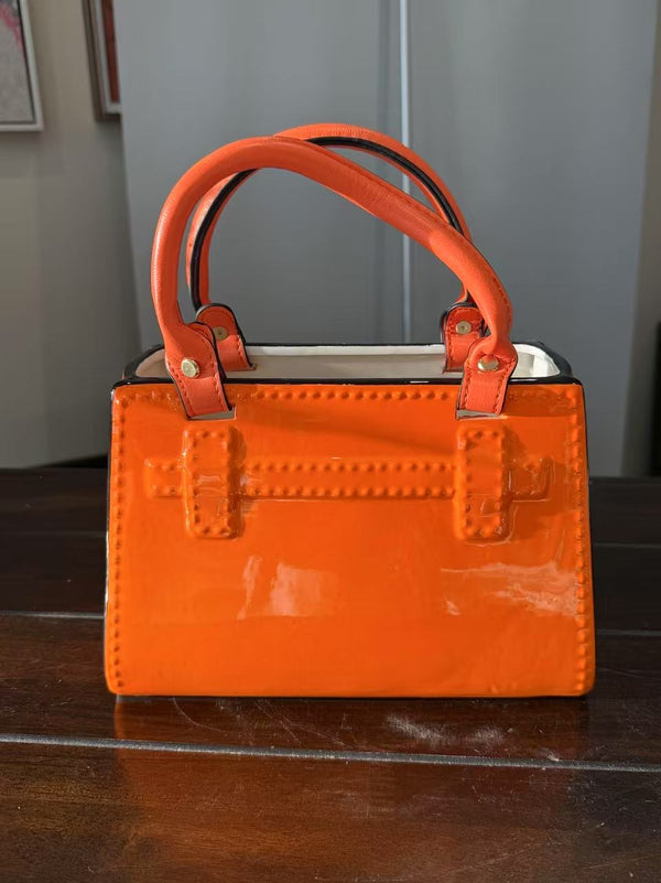 Bling Dolomite Bag Vase in Vivid Orange Colour